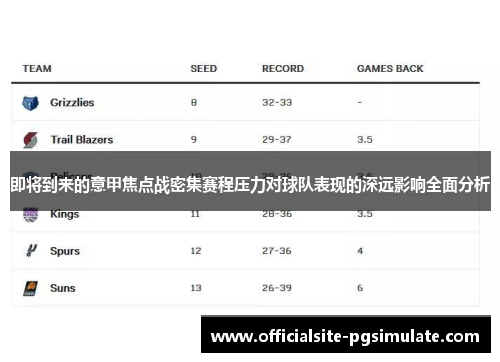 即将到来的意甲焦点战密集赛程压力对球队表现的深远影响全面分析